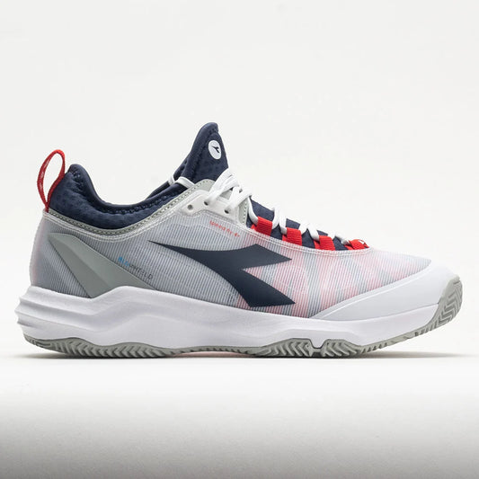 Diadora Speed Blushield Fly 4+ Clay Men's White/Blue Corsair/Fiery Red