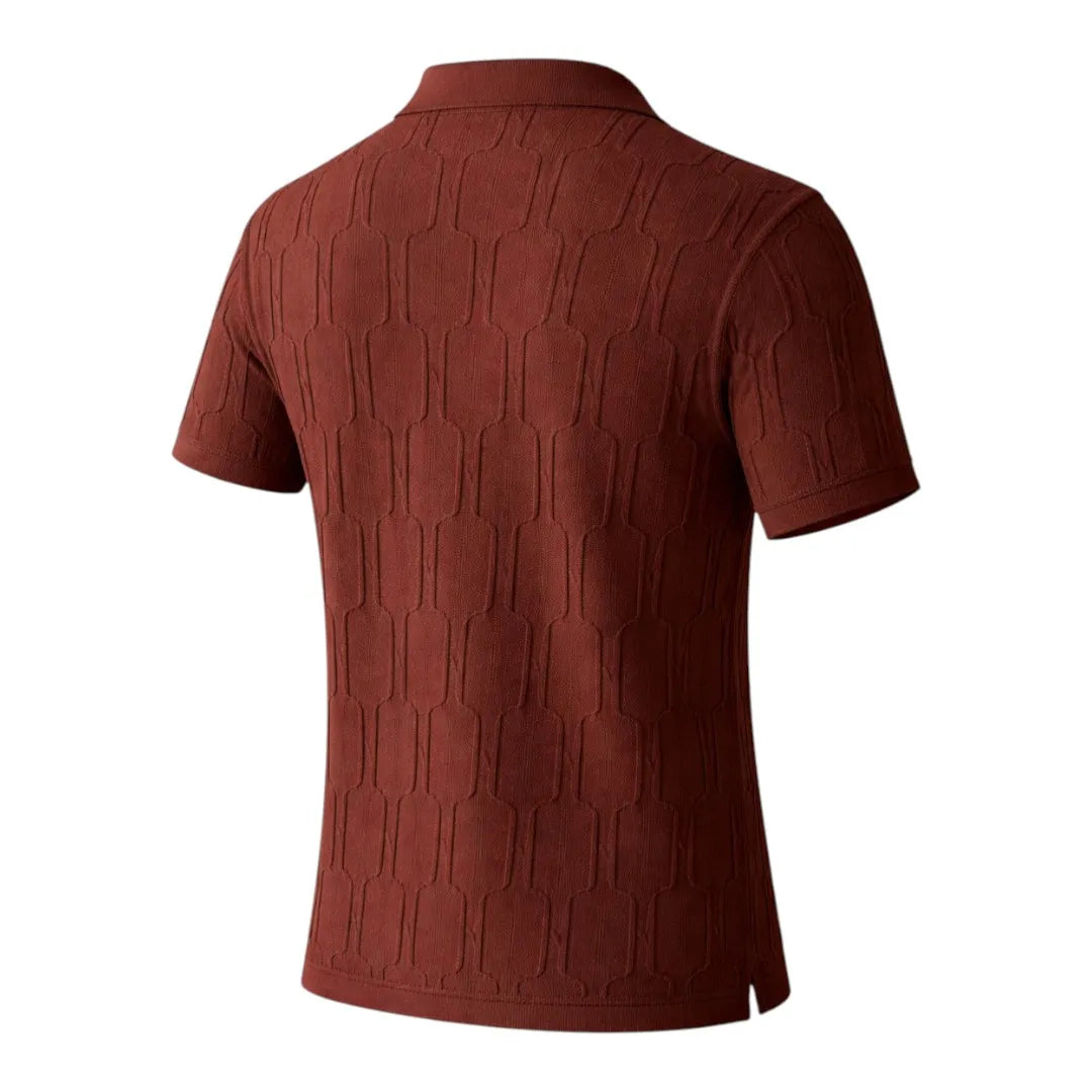 Nicole's Closet Men's Textured Knit Polo Shirt Brown Regular Fit Short Sleeve Medium (M)